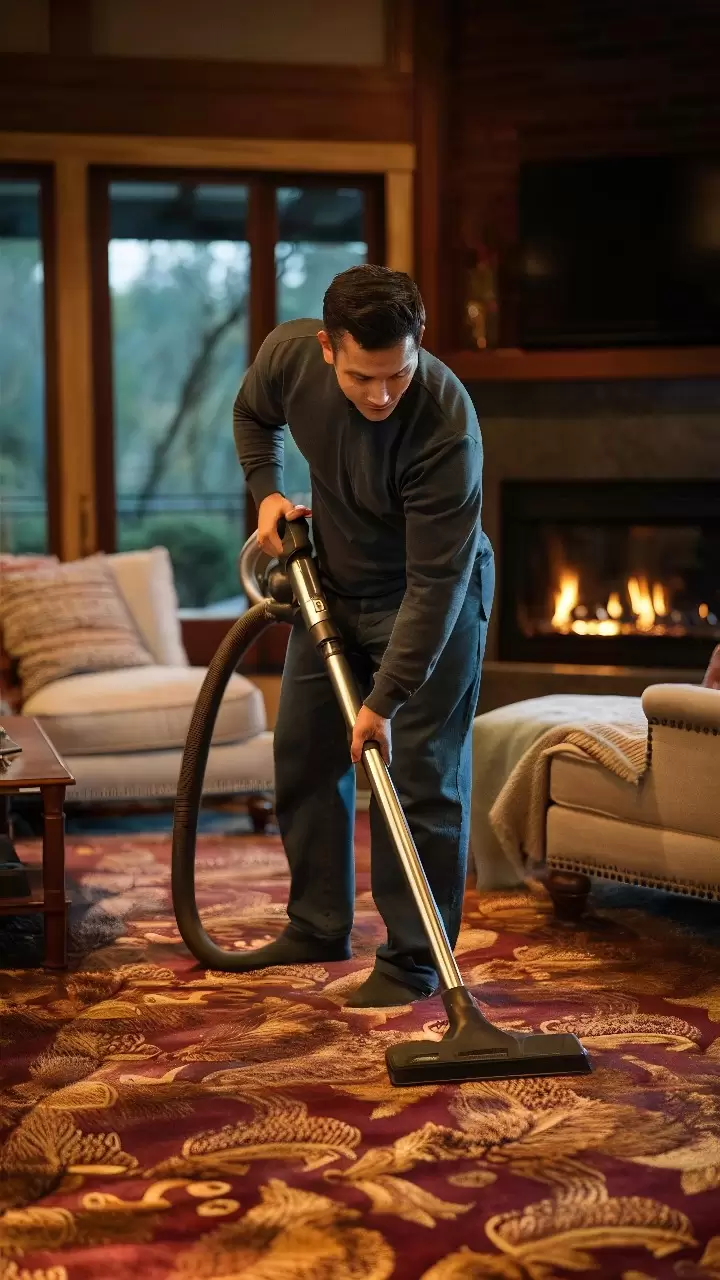 Professional carpet cleaning service in winter